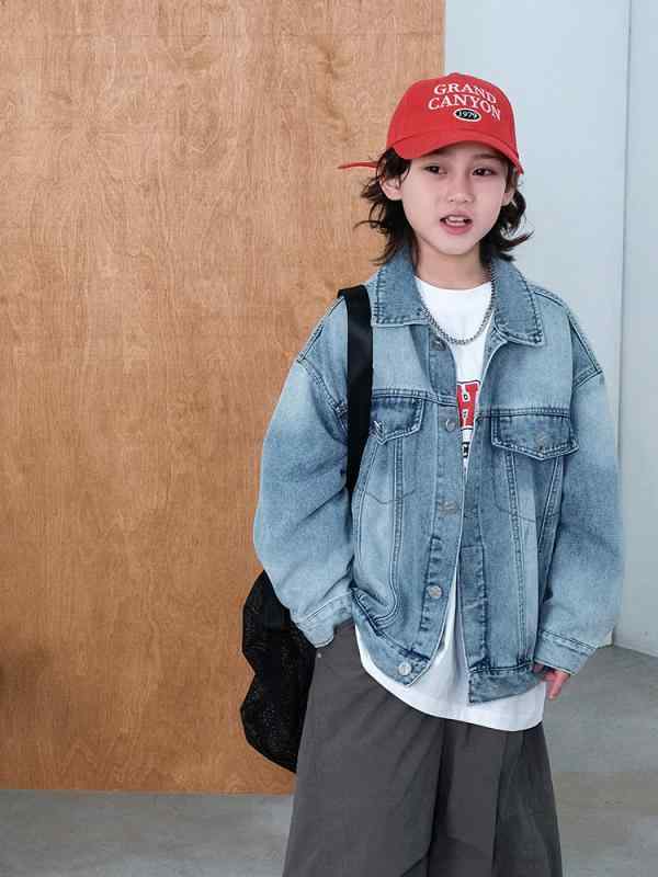 Rakuten - 子供服 ジャケット 男の子 デニムジャケット 春秋 中学生 高学年 ボーイズ アウター 長袖 トップス おしゃれ かっこいい Gジャン ブルゾン ジャンパー カジュアル 普段着 部屋着
