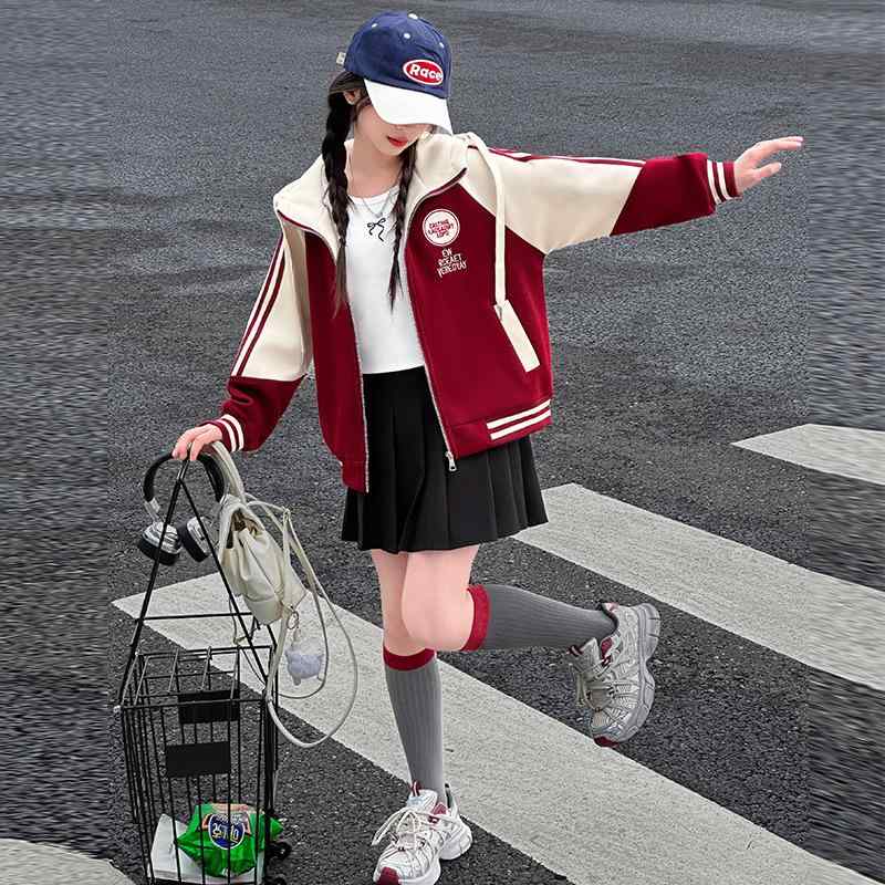 Blousons, Jumpers - 子供服 ジャケット 女の子 春秋 パーカー ストライプ ジャンパー ブルゾン アウター 120cm 130cm 140cm 150cm 160cm 170cm