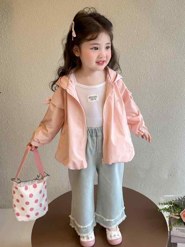 子供服 ジャケット 女の子 春秋 かわいい ウサギ耳 フード付き ジャンパー 韓国風 ガールズ アウター ショート丈 薄手 上着 ピンク パープル 90cm 100cm 110cm 120cm 130cm 140cm