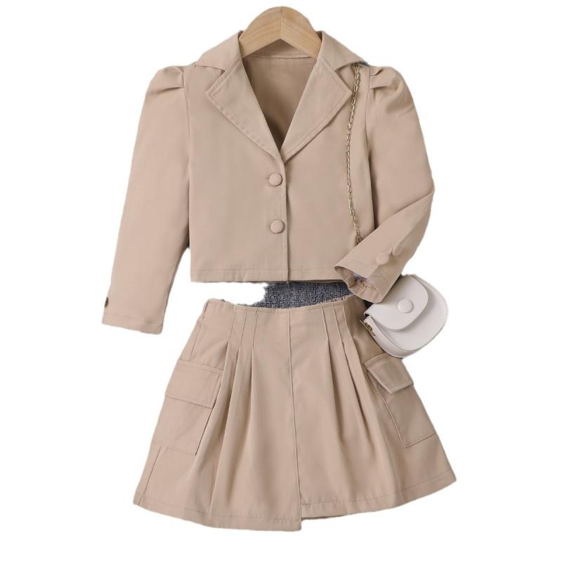 子供服 女の子 フォーマル スーツ 春秋 薄手 ノースリーブ ジャケット プリーツスカート 2点セット 発表会 結婚式 普段使い ベージュ系