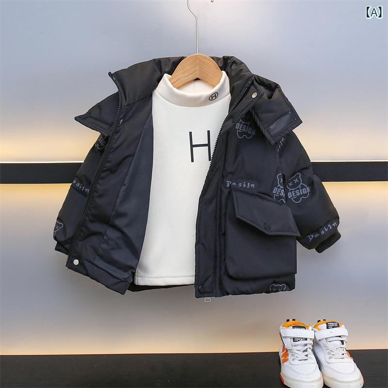 Blousons, Jumpers - 子供用コート 男の子 中綿入り ジャケット アウター 冬服 防寒 暖かい 柔らかい ポリエステル ブラック レッド