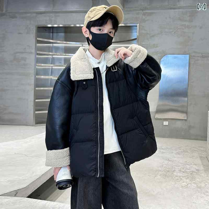 子供服 ダウンジャケット 男の子 中綿 アウター ジャケット 短め丈 厚手 秋冬 ボーイズ キッズ ジュニア 8歳以上 140cm以上 黒
