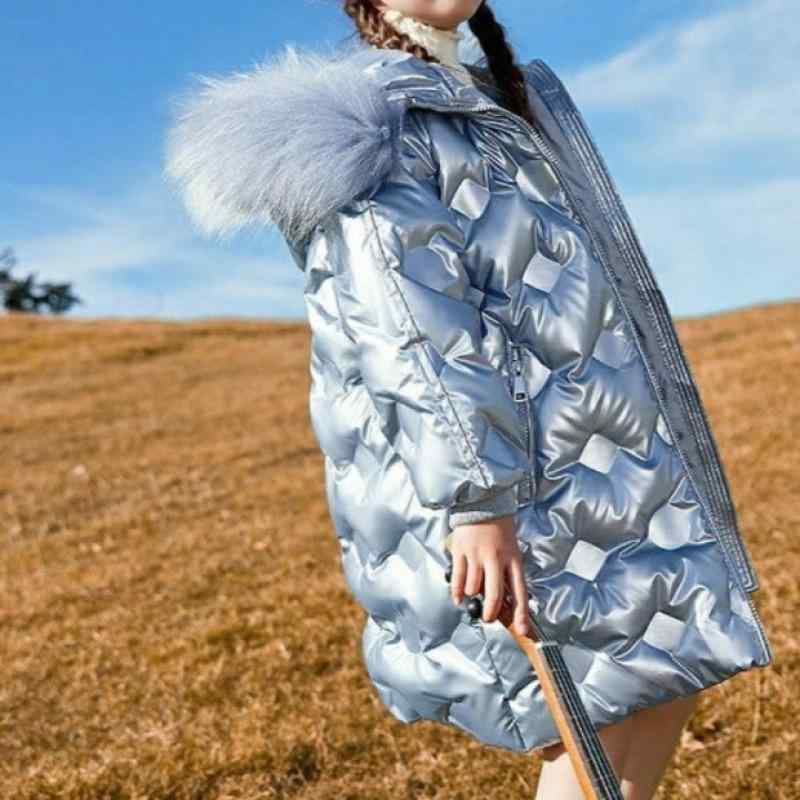 Blousons, Jumpers - 子供服 ガールズ ダウン風ジャケット 中綿コート ロング丈 厚手 ストライプ フード付き シャンパン色 ブラック スカイブルー 110cm 120cm 130cm 140cm 150cm 160cm