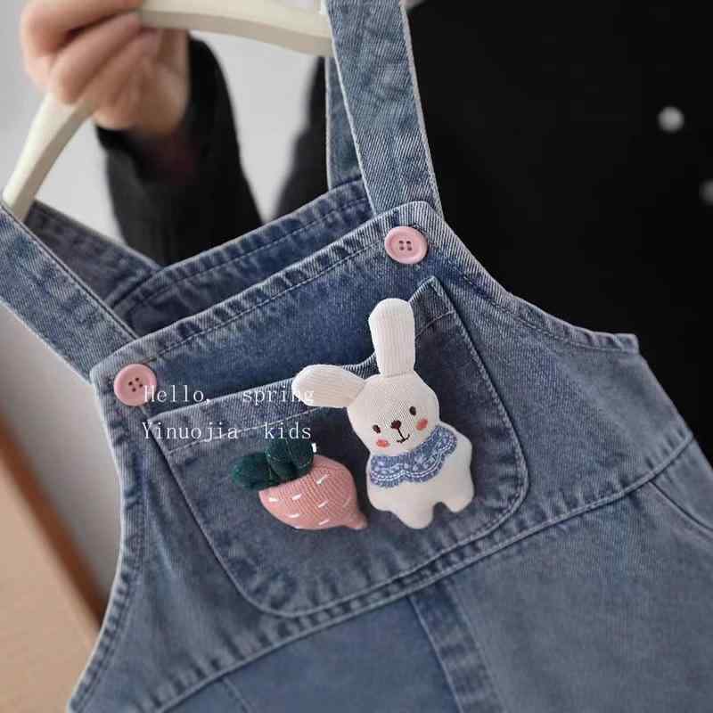 ワンピース キッズ 女の子 デニムワンピース サロペットスカート 立体 うさぎ 春秋 かわいい おしゃれ ..