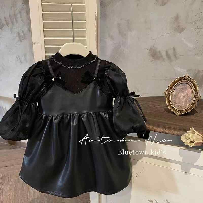 ワンピース 子供服 女の子 春秋 ジャンパースカート Aライン プリンセス 膝丈 無地 コットン 長袖 かわ..