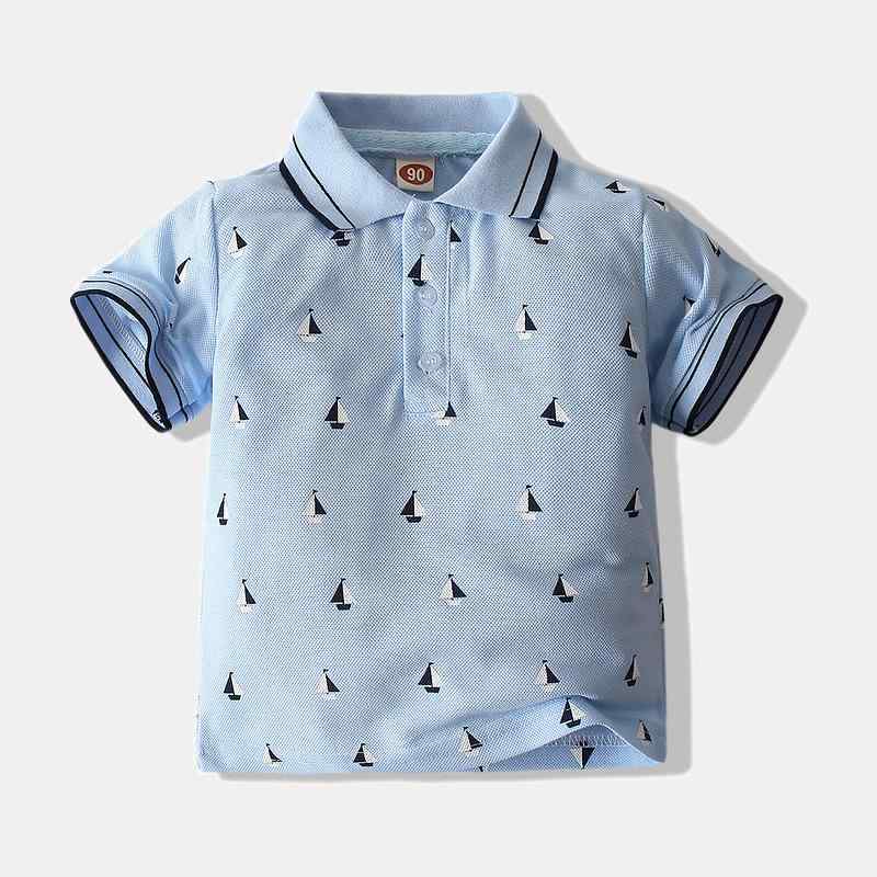 子供服 ポロシャツ 半袖 男の子 幼児 園児 小学生 コットン 襟付き 帆船柄 ピンク系 ブルー系 春夏