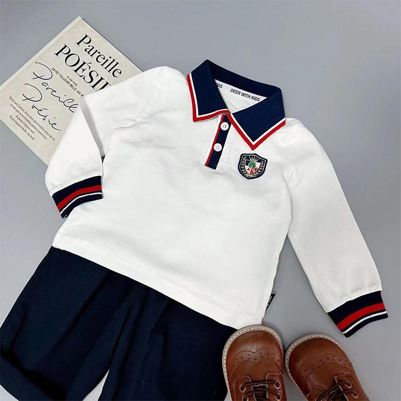 ・適用性別: 男女兼用・素材: 綿・カラー: 学院風ポロシャツ, 紺色カジュアルパンツ・対象年齢: 1〜3歳・対象身長: 73cm, 80cm, 90cm, 100cm, 110cm, 120cm・製品カテゴリ: ポロシャツ