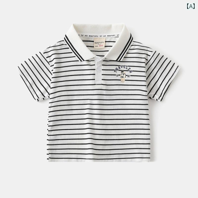 ポロシャツ キッズ 男の子 半袖 トップス 子供服 ベビー ボーイズ 襟付き カットソー 綿混紡 カートー..