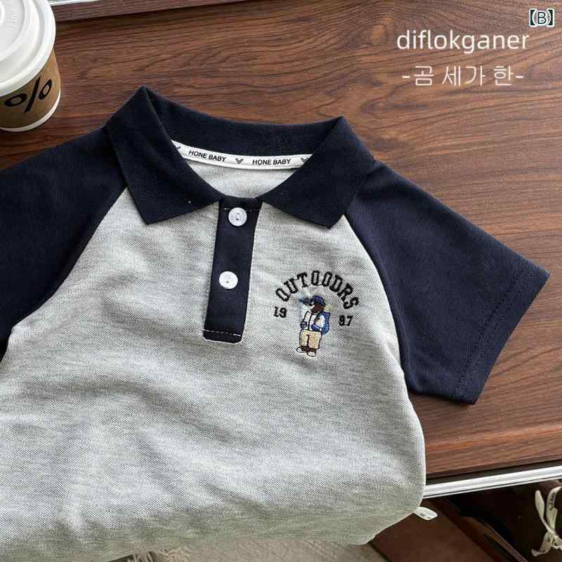 ポロシャツ キッズ 男の子 半袖 コットン Tシャツ 夏 刺繍 襟付き ベビー カジュアル トップス