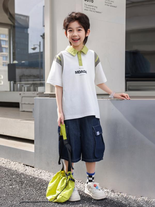 キッズ 男の子 ポロシャツ 半袖 Tシャツ 切り替え 接触冷感 吸湿速乾