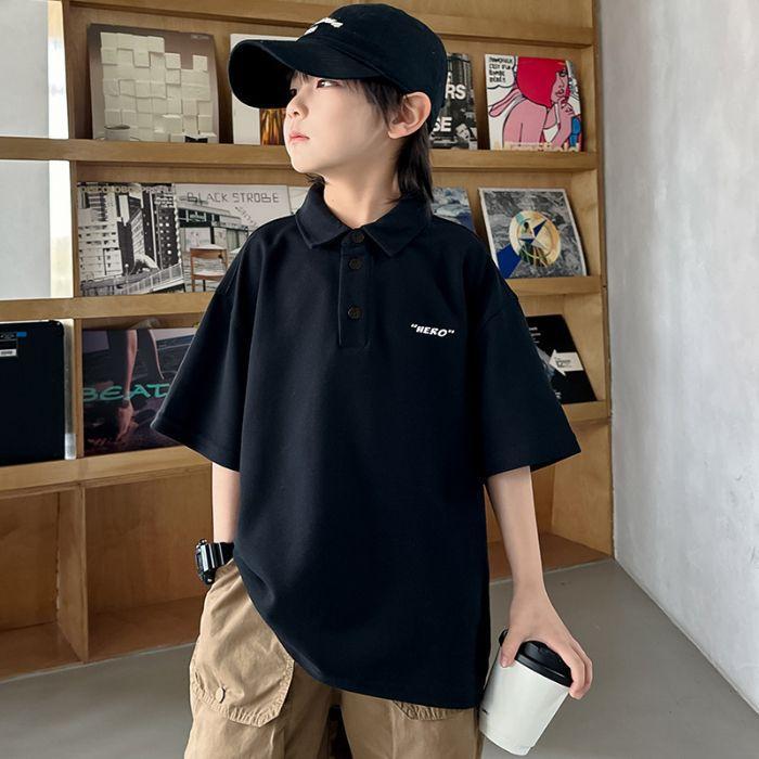 キッズ ポロシャツ 半袖 トップス 子供服 男の子 襟付き Tシャツ 中大童 ボーイズ かっこいい スポーツ 普段使い ポリエステル ホワイト ブラック 120cm 130cm 140cm 150cm 160cm 170cm