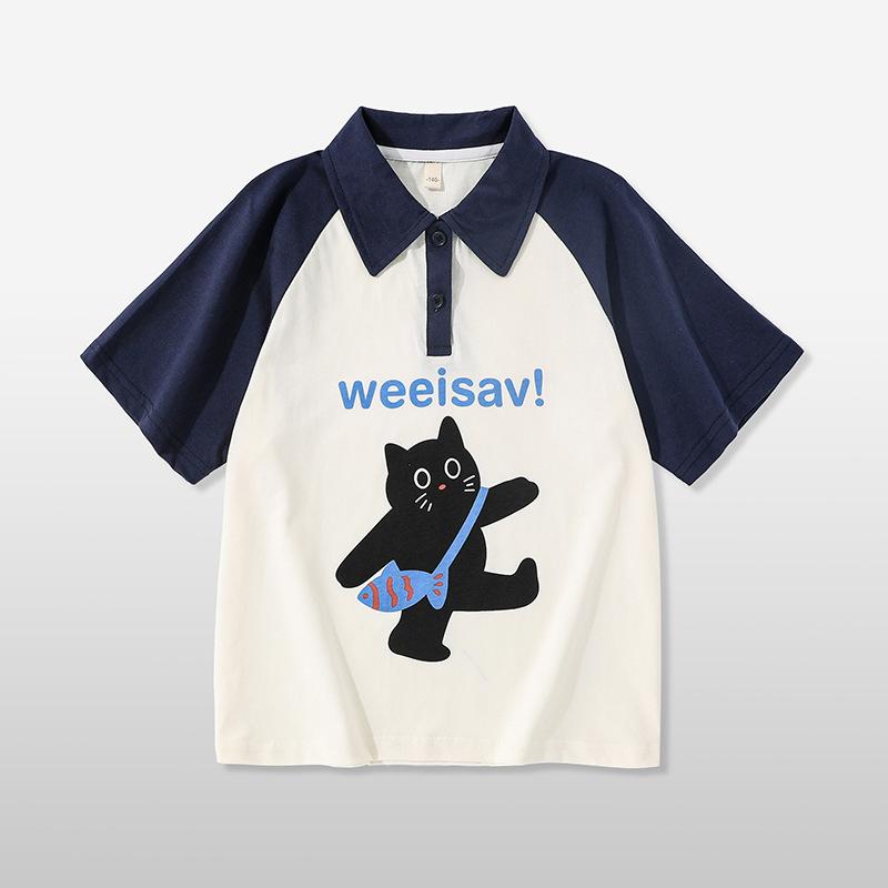 Polo Shirt - Tシャツ ガールズ キッズ ポロシャツ 子供服 半袖 コットン トップス かわいい おしゃれ カジュアル スポーティー 吸湿速乾 140cm 150cm 160cm 170cm 180cm