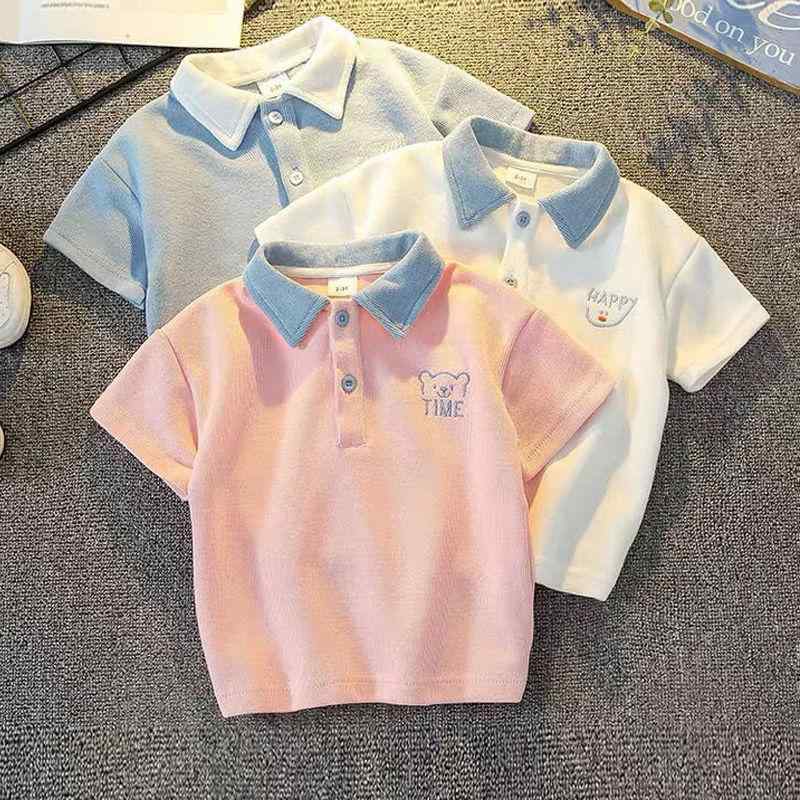 其它 - Tシャツ キッズ 子供服 男の子 半袖 ポロシャツ ベビー トップス 夏服 アニマル柄 カットソー 綿100% ピンク系 ブルー系