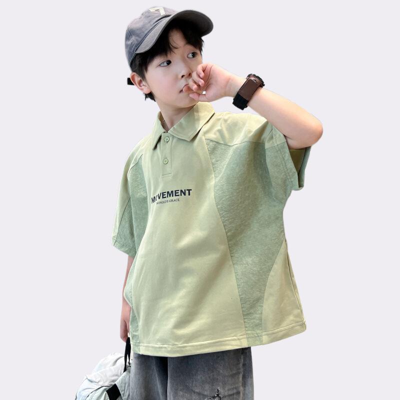子供服 Tシャツ 半袖 ポロシャツ 男の子 夏服 接触冷感 吸湿速乾 快適 ゆったり 通気性 カキ色 緑色