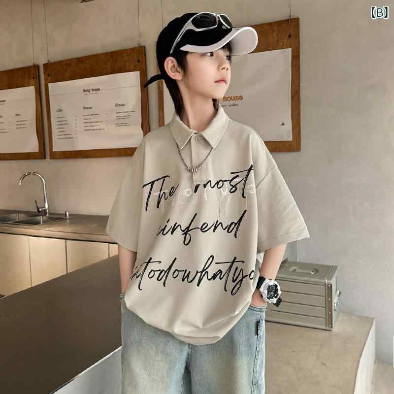 キッズ 男の子用 Tシャツ 半袖 ポロシャツ スポーツ カジュアル トップス 吸湿排汗...