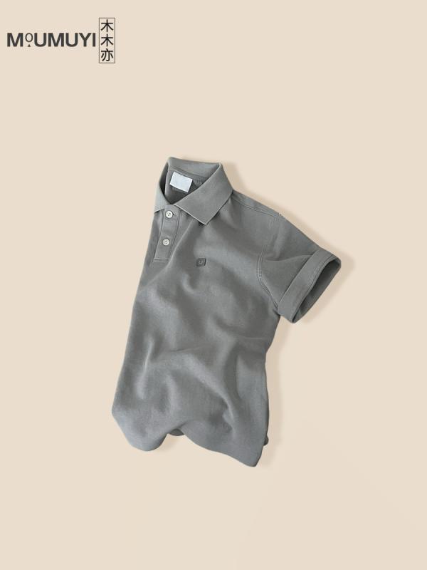 子供服 ポロシャツ 半袖Tシャツ トップス 春夏 男の子 幼児 小学生 浅灰色 グレー 綿80% カジュアル 普段使い