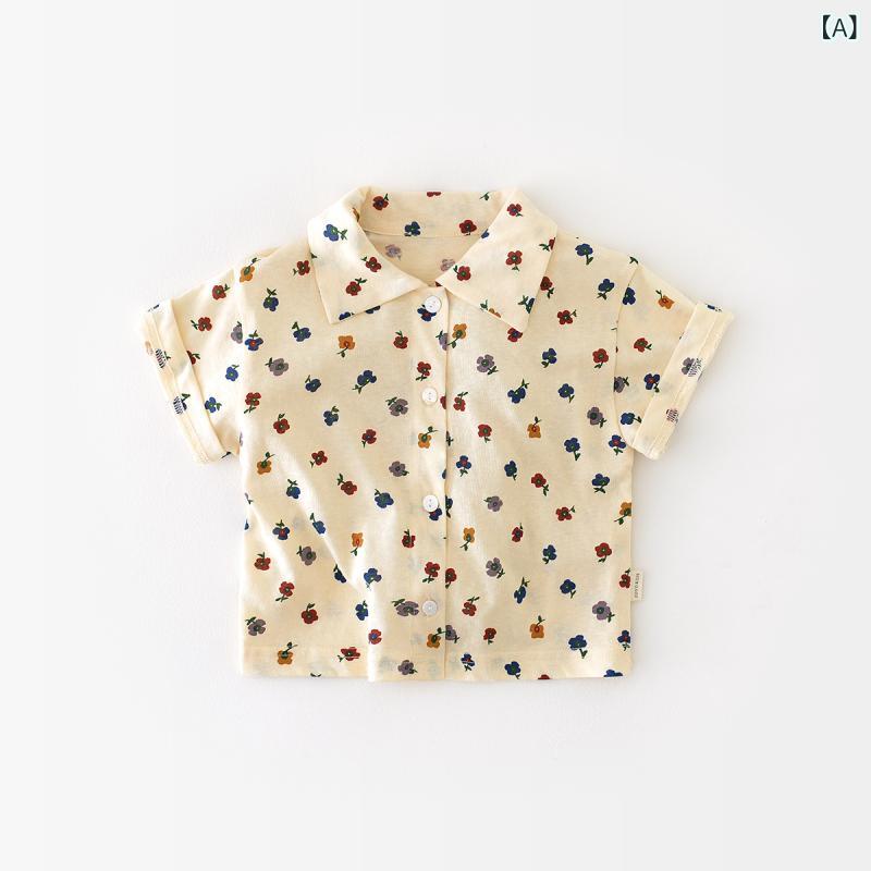 ベビー服 半袖トップス 男の子 夏 プリント柄 ポロシャツ風 カットソー 赤ちゃん 幼児 子供服 かわいい おしゃれ お出かけ着