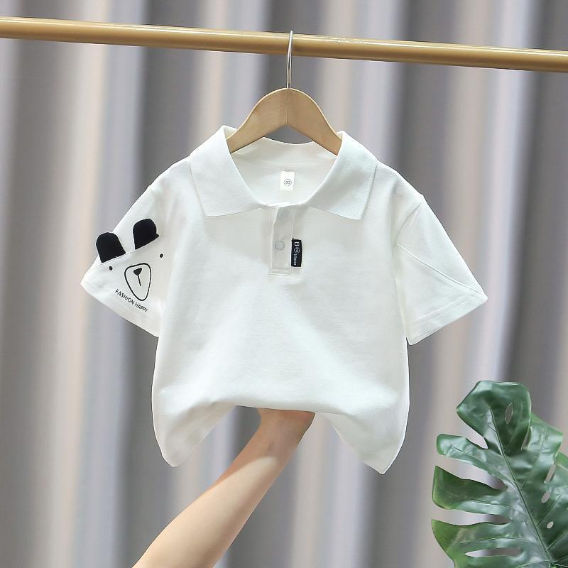 子供服 ポロシャツ 半袖 男の子 夏 薄手 Tシャツ トップス カジュアル ベビー 襟付き カートーン柄 80 90 100 110 120 130 140 グリーン ホワイト