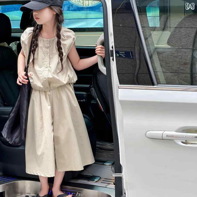 子供服 女の子 ワイドレッグ パンツ セットアップ 夏服 2点セット かわいい おしゃ...