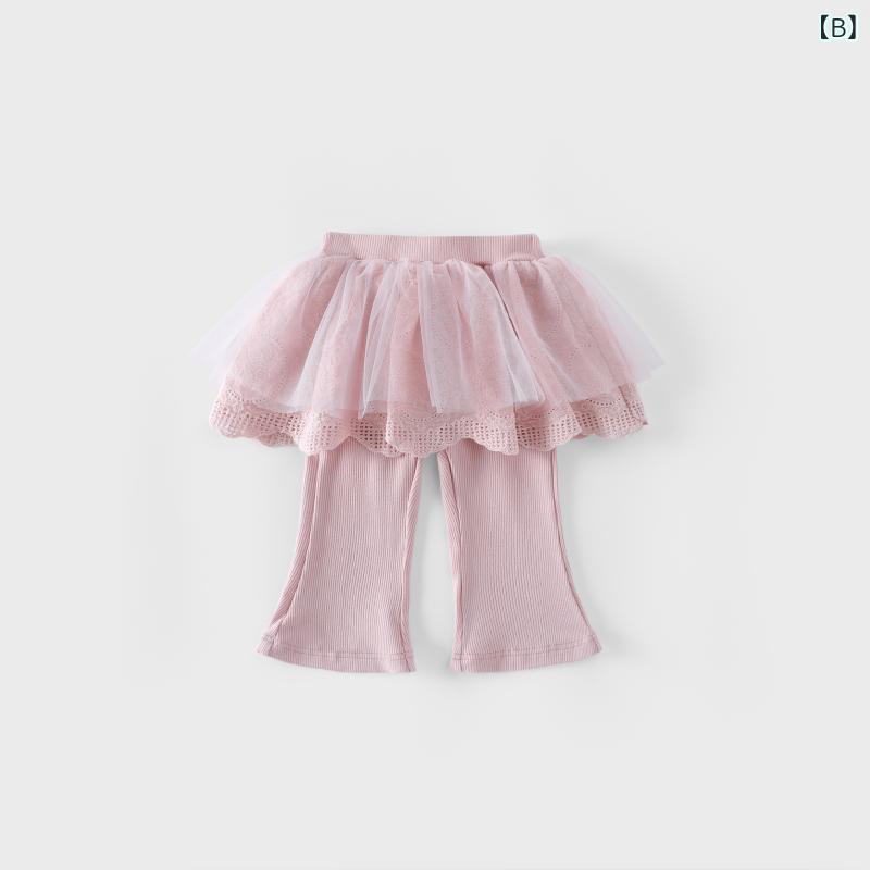 子供服 レギンス 女の子 春秋 スパッツ 薄手 綿 裾フレア 無地 かわいい ガールズ ...