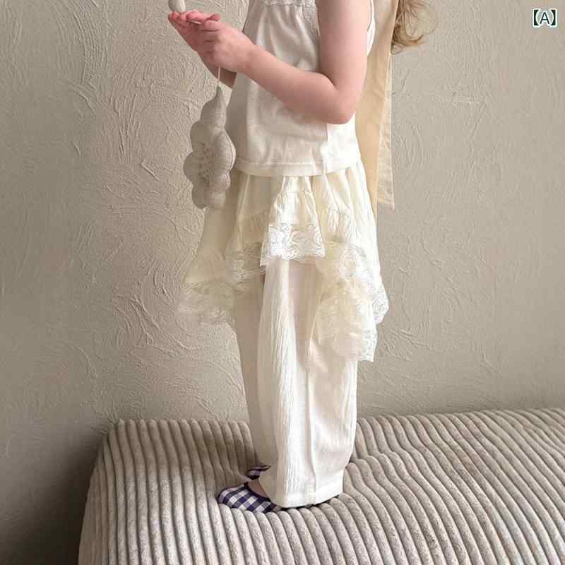 子供服 スカート付きパンツ ガールズ レース フリル パンツ 高学年 女児 ロングパ...