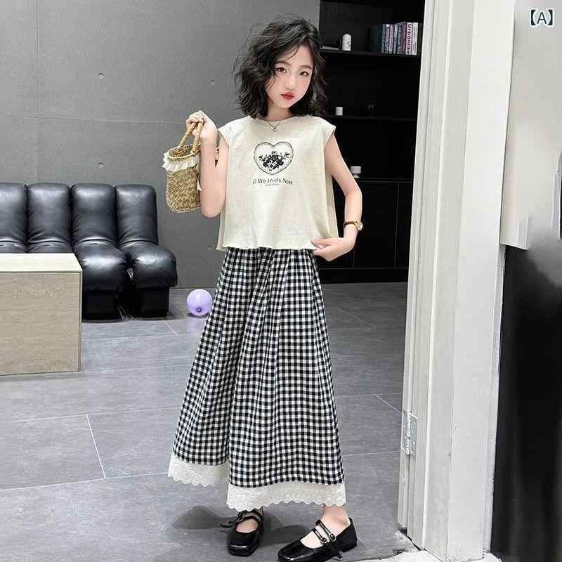 子供服 女の子 夏物 セットアップ ノースリーブ タンクトップ レース フリル ギャ...