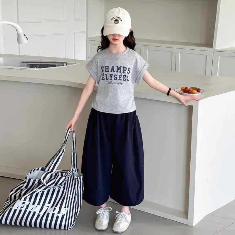 子供服 セットアップ 女の子 夏 半袖 トップス ワイド キュロット 2点 セット 120 130 140 150 160 170..