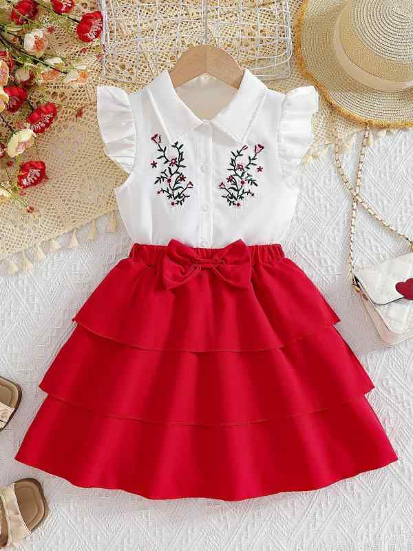 子供服 セットアップ 女の子 夏 半袖 ケーキ スカート パンツ 2点セット 8歳以上 140cm以上 普段使い ..