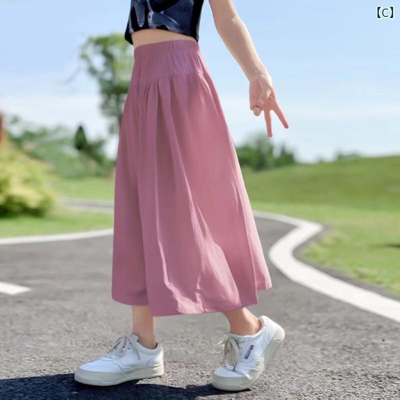キッズ スカート付きパンツ 女の子 七分丈パンツ キュロットパンツ ワイドレッグパ...
