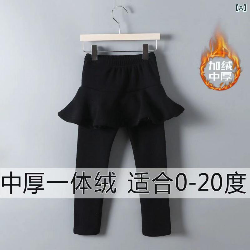 子供服 スカート付きパンツ 女の子 春秋 薄手 裏起毛 レギンス スパッツ 9分丈 無...
