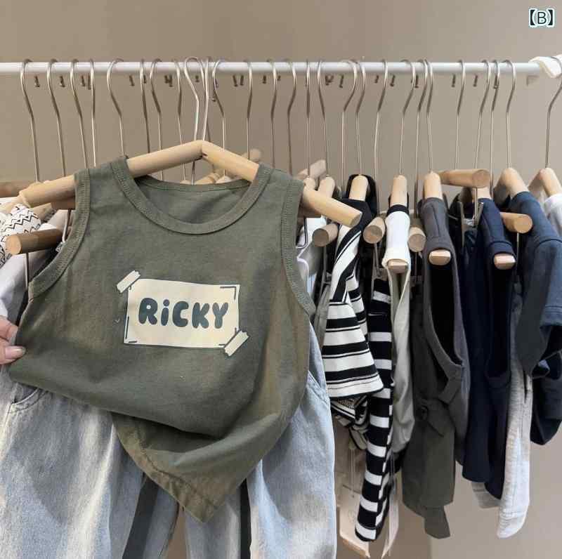 子供用タンクトップ ベビー ノースリーブ トップス 全綿 春秋 薄手 潮 かわいい 男...