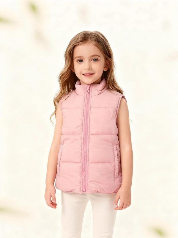 子供服 ベスト 女の子 中綿入り あったか ガールズ 厚手 防寒着 アウター ピンク系 90cm 100cm 110cm 1..