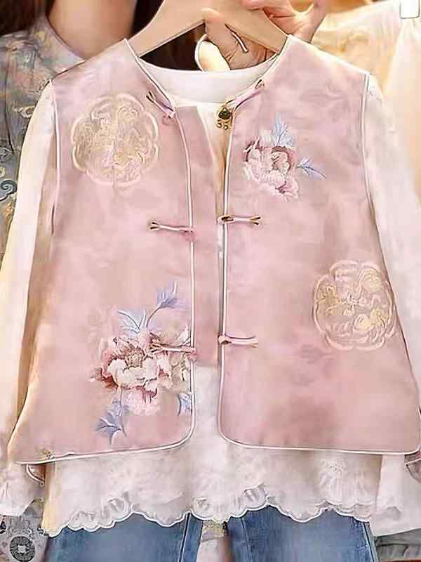 子供服 ベスト 春秋 新しい中国風 唐装 中 పెద్ద 子供 提花 チャイナボタン チョッキ かわいい ポリエ..