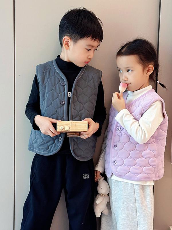 Vests - 子供用ベスト 秋冬用 ウール シルク アウター ベビー ベスト 男の子 女の子 キッズ あったか ニット 前開き チョッキ 格子柄 かわいい