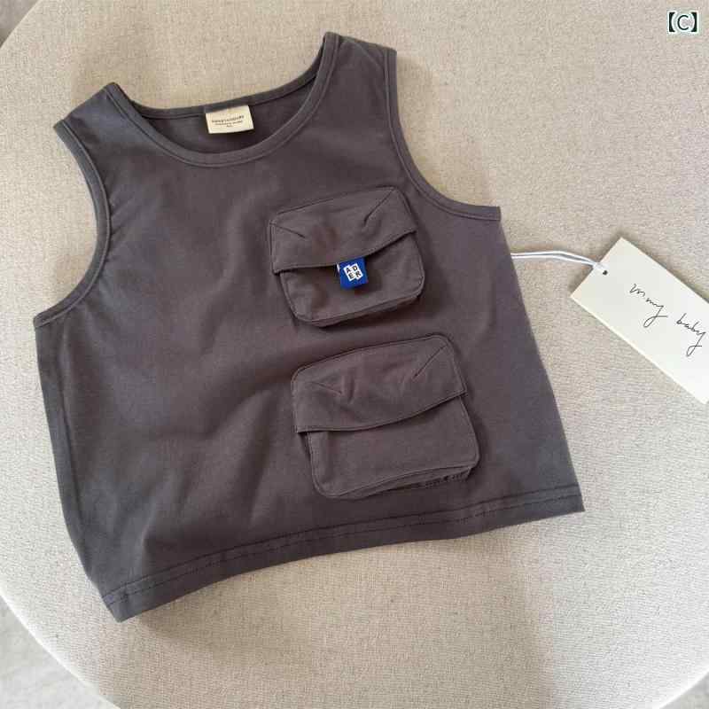 子供用 タンクトップ 全綿 ノースリーブ Tシャツ ベビー 小柄 ヒョウ柄 トップス ...