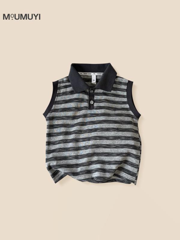 キッズ タンクトップ 男の子 夏服 ストライプ ポロシャツ 子供服 ボーイズ トップス 普段使い かわいい..