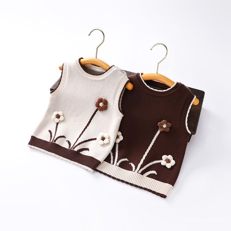 ・スタイル: 田園・適合年齢: 婴幼童(1~3歳，80~100cm)・適合季節: 春秋,冬季,春季,秋季・面料工艺: 柔软处理・款式: 套头・图案: 花朵・厚薄: 普通・是否连帽: 不连帽・图片实拍: 实拍无模特・是否库存: 是・元素: 田园・平车针距12~14针/3cm: 否・毛头/杂余线头是否修剪: 明显部位已修剪・面料名称: 针织・主面料成分: 綿100%・安全等级: A类・闭合款式: 套头衫・内胆类型: 无・填充物: 无・カラー: 雅杏, 红咖啡・適合身長: 73cm, 80cm, 90cm, 100cm・是否跨境出口专供货源: 否・是否IP授权: 无・製品カテゴリ: 童马甲