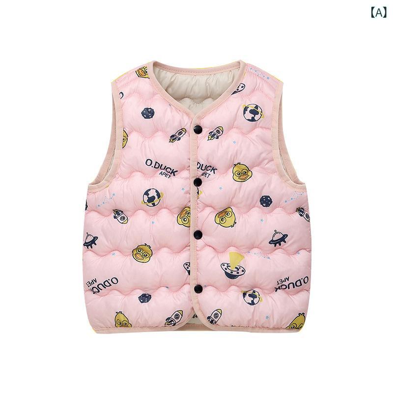 子供服ベスト 男女兼用 秋冬 中綿入り ベビー キッズ コットン スナップボタン 前開き チョッキ 部屋着 外出着 ピンク イエロー グリーン ブルー
