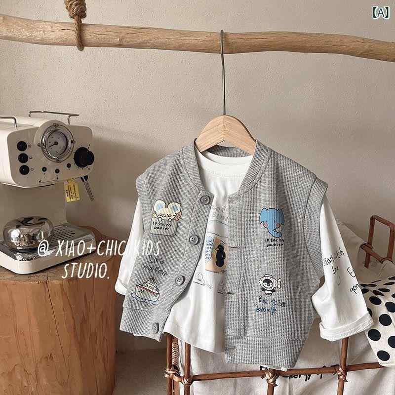 [ "・性別: 男女兼用", "・スタイル: カジュアル", "・対象年齢: 1～3歳（80～100cm）", "・主な素材: 綿80%", "・安全等級: B類", "・カラー: グレー", "・適合身長: 80, 90, 100, 110, 120, 130", "・製品カテゴリ: 子供用ベスト"]