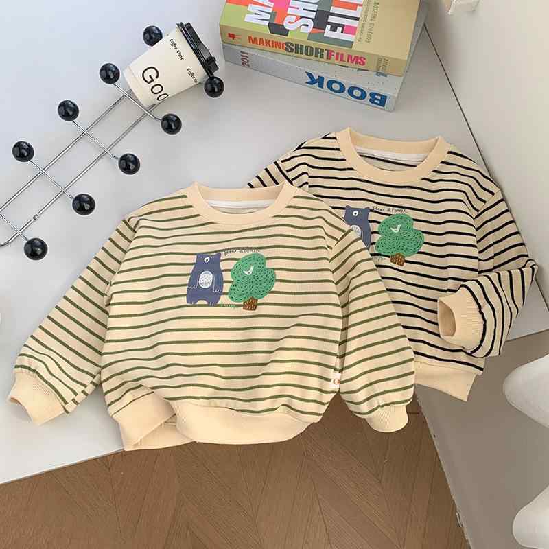 キッズ ボーイズ ストライプ柄 スウェットシャツ 長袖 トップス 春秋 ベビー 幼児 男の子 子供服 かわいい 普段着 おしゃれ コットン