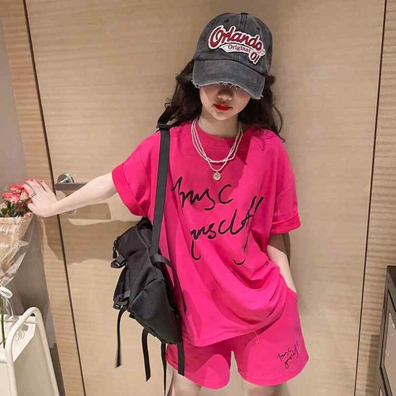 キッズ ガールズ 半袖 短パン 上下セット 薄手 夏服 韓国風 アルファベット 普段着 部屋着