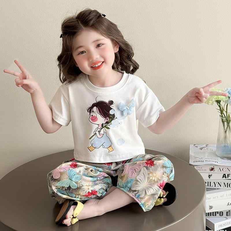 キッズ ベビー服 セットアップ 半袖Tシャツ 長ズボン 上下セット 薄手 通気性 虫除け 普段着 かわいい ..