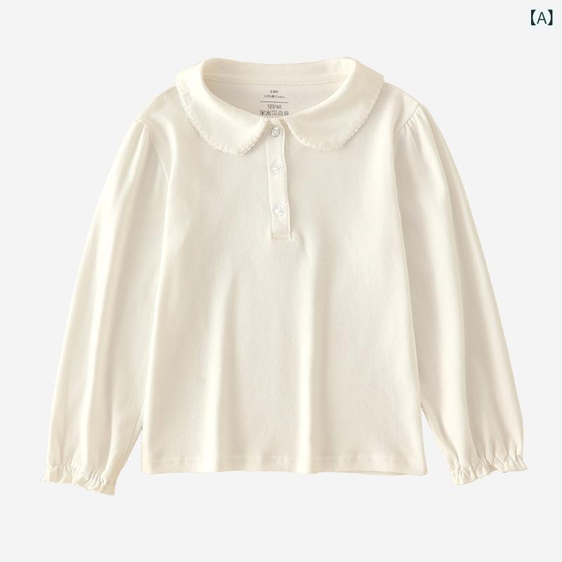 ポロシャツ キッズ 男女兼用 長袖 全綿 無地 白 ポロシャツ スクールシャツ 春秋 冬 春 秋 制服 通学着 ボーイズ ガールズ 90 100 110 120 130 140 150 160 170