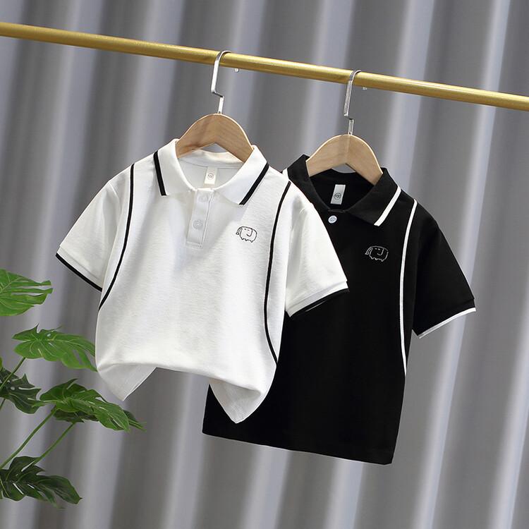 ・適用性別: 男・スタイル: カジュアル・袖丈: 半袖・適合年齢: 中大童、中小童・適合季節: 夏季、春季・生地の加工: 柔らかい・パターン: 動物、無地、漫画、アバター、文字、抽象・写真: 実写、モデルなし・要素: ボヘミアン、漫画、文字、イギリス、親子、トレンド、ヨーロッパとアメリカ・AQL検査基準: 2.5・ミシンの針数: 12～14針/3cm・生地名: 綿・主な生地の成分: 綿・主な生地の成分含有量: 95%・安全レベル: B類・ネックタイプ: 襟付き・機能: 吸湿、発汗・カラー: ホワイト、ブラック・対応身長: 100cm、110cm、120cm、130cm、140cm、150cm、160cm、170cm・製品カテゴリ: 子供用Tシャツ