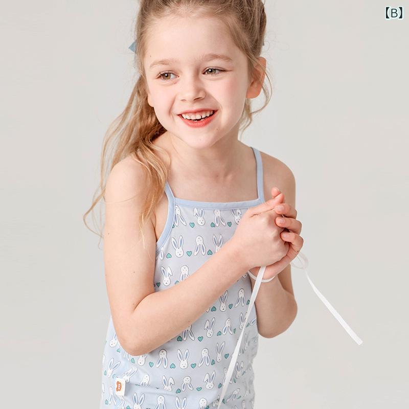 子供服 女の子用タンクトップ A類 接触冷感 薄手 ノースリーブ アセテート繊維 カ...