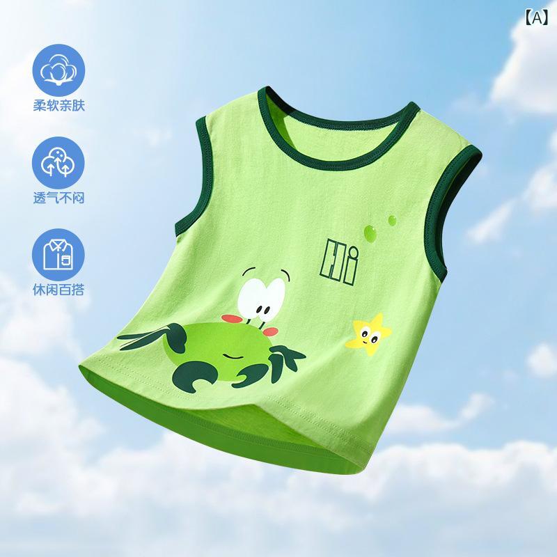 子供用タンクトップ 女の子 ベビー キャミソール 純綿 部屋着 男の子 トップス インナー 薄手 カンケン..