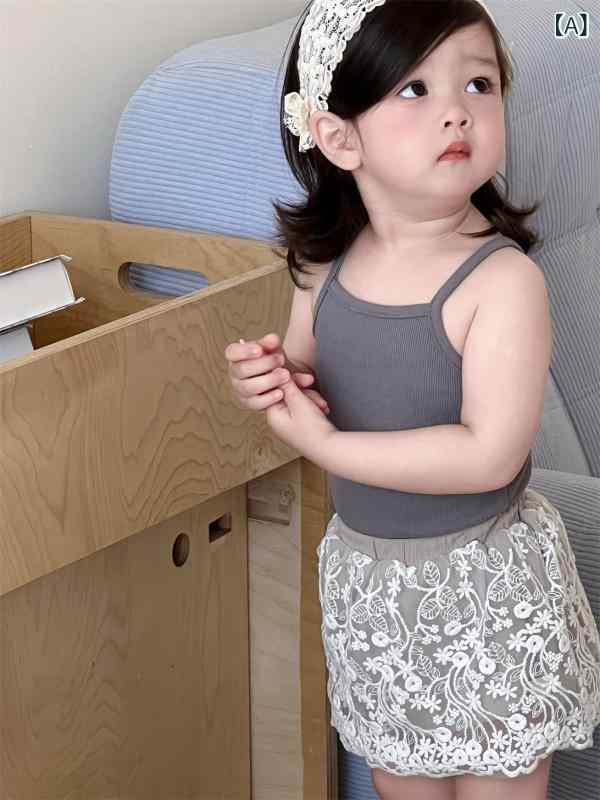 子供服 セットアップ 女の子 薄手 ノースリーブ トップス ブルマパンツ 2点セット ...