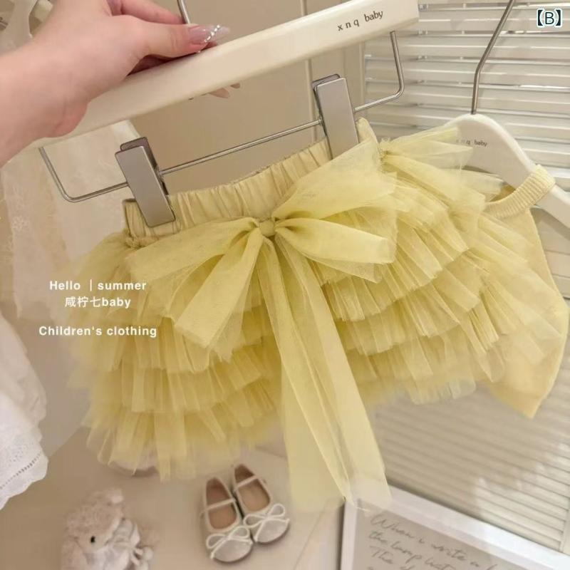子供服 女の子 夏物 セットアップ ノースリーブ トップス チュール スカート付きパ...