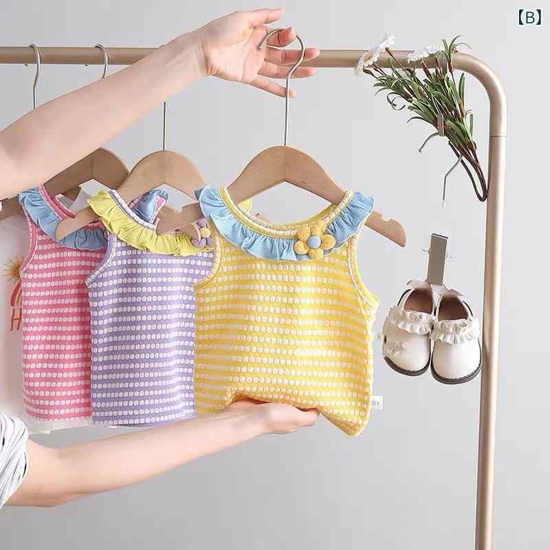 子供服 女の子 夏物 ベビー服 ベスト かわいい ノースリーブ カットソー ストライ...