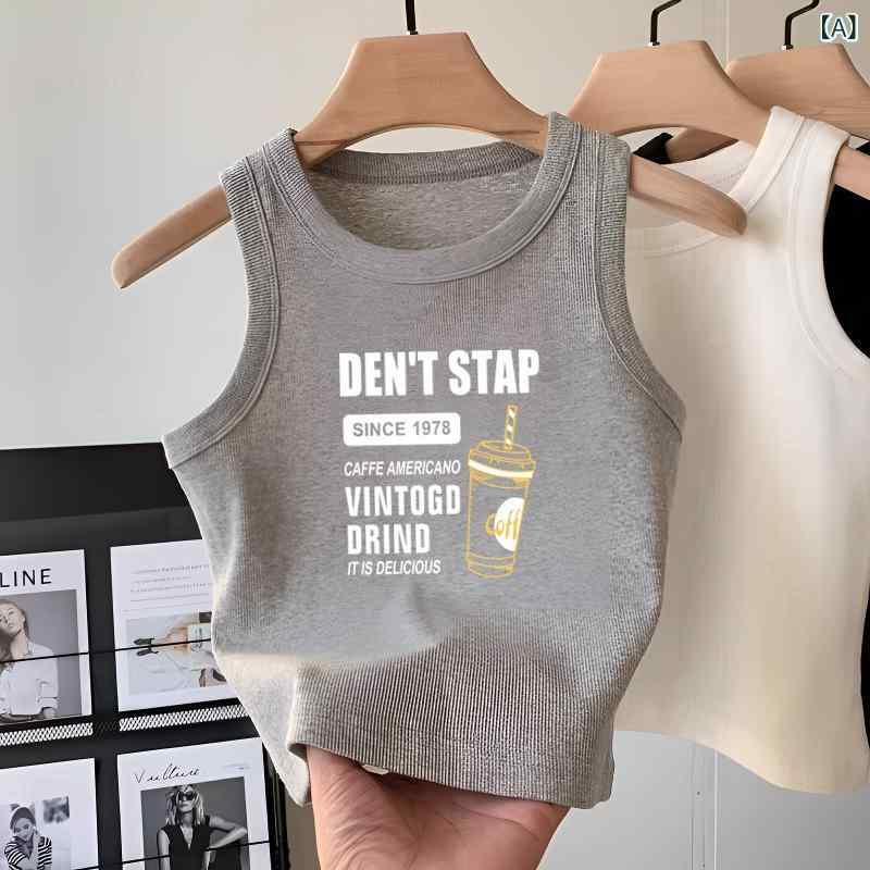 子供服 女の子用 ノースリーブTシャツ タンクトップ グレー コットン 夏 中高学年 ...